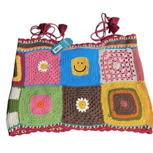 Crocheted Crop Top from Earthbound, multicolored size Large NWT boxCN
